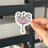 Hand-drawn sticker - Umbrella with flowers - Size M