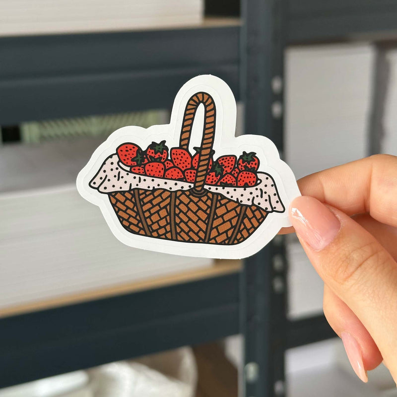 Hand-drawn sticker - Strawberry basket - Size M