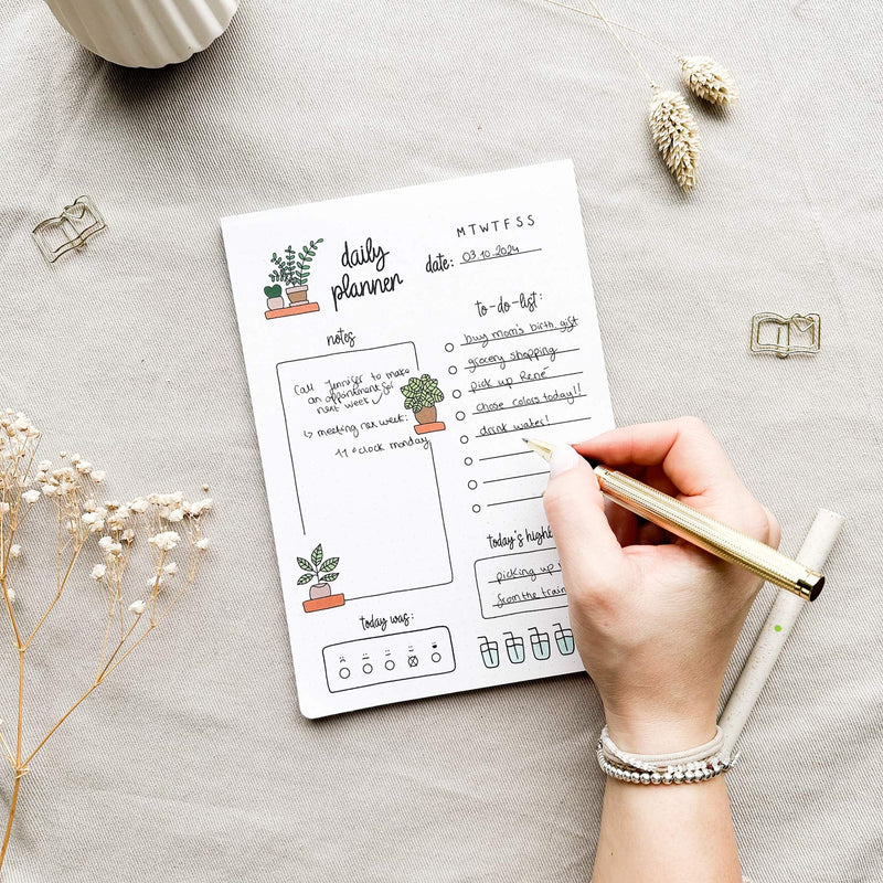 Daily Planner Pad - A5 - Plants - 100% Recycled paper - 50 pages