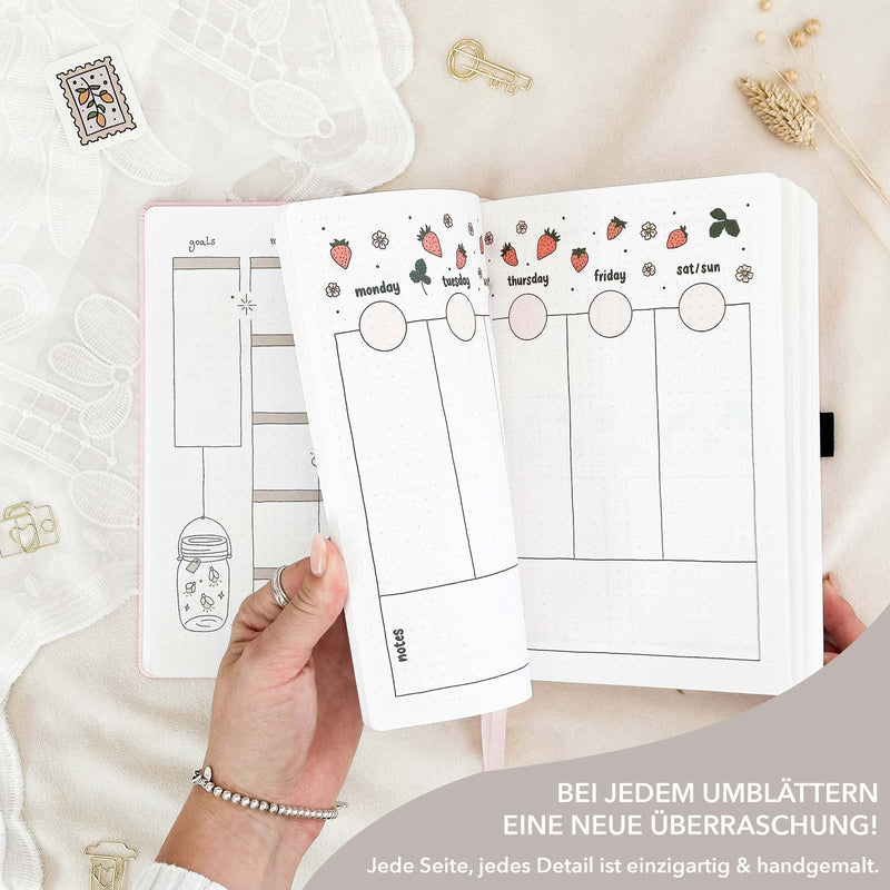 Hand-drawn planner - Undated - 100% recycled paper - Rose