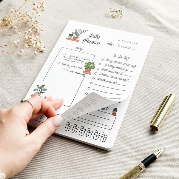 Daily Planner Pad - A5 - Plants - 100% Recycled paper - 50 pages